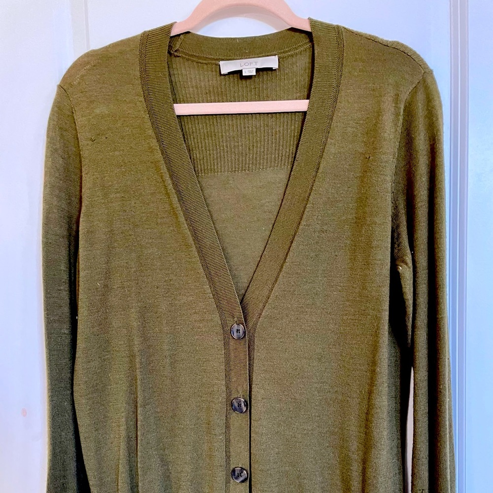 LOFT Dark Green Cardigan